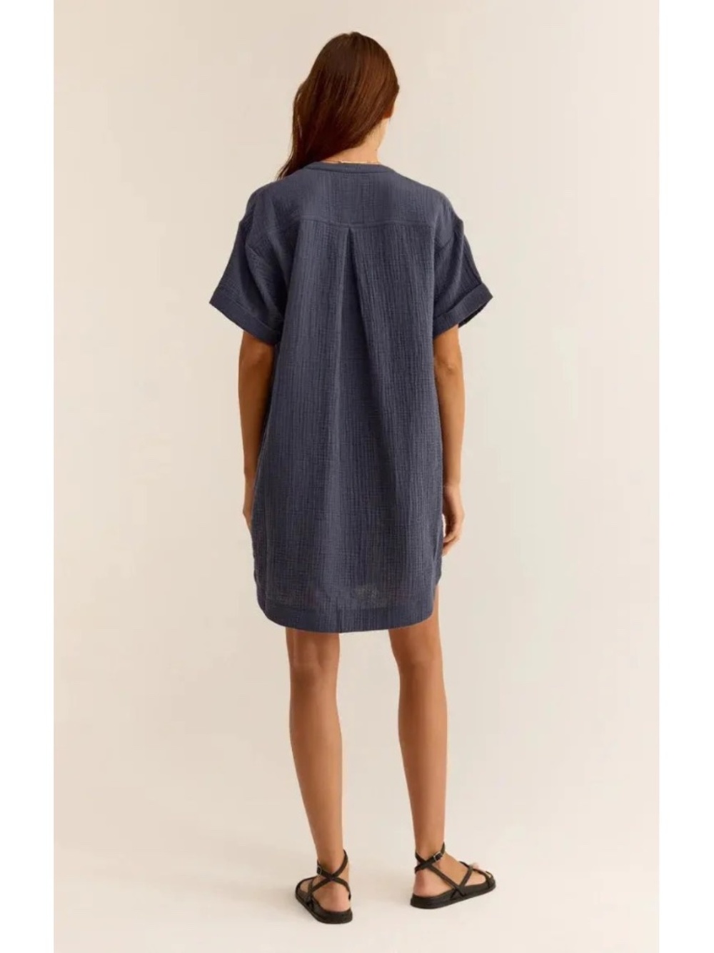 Women's Medium Z Supply Talia Gauze Dress in Navy Blue NWOT - Picture 2 of 4